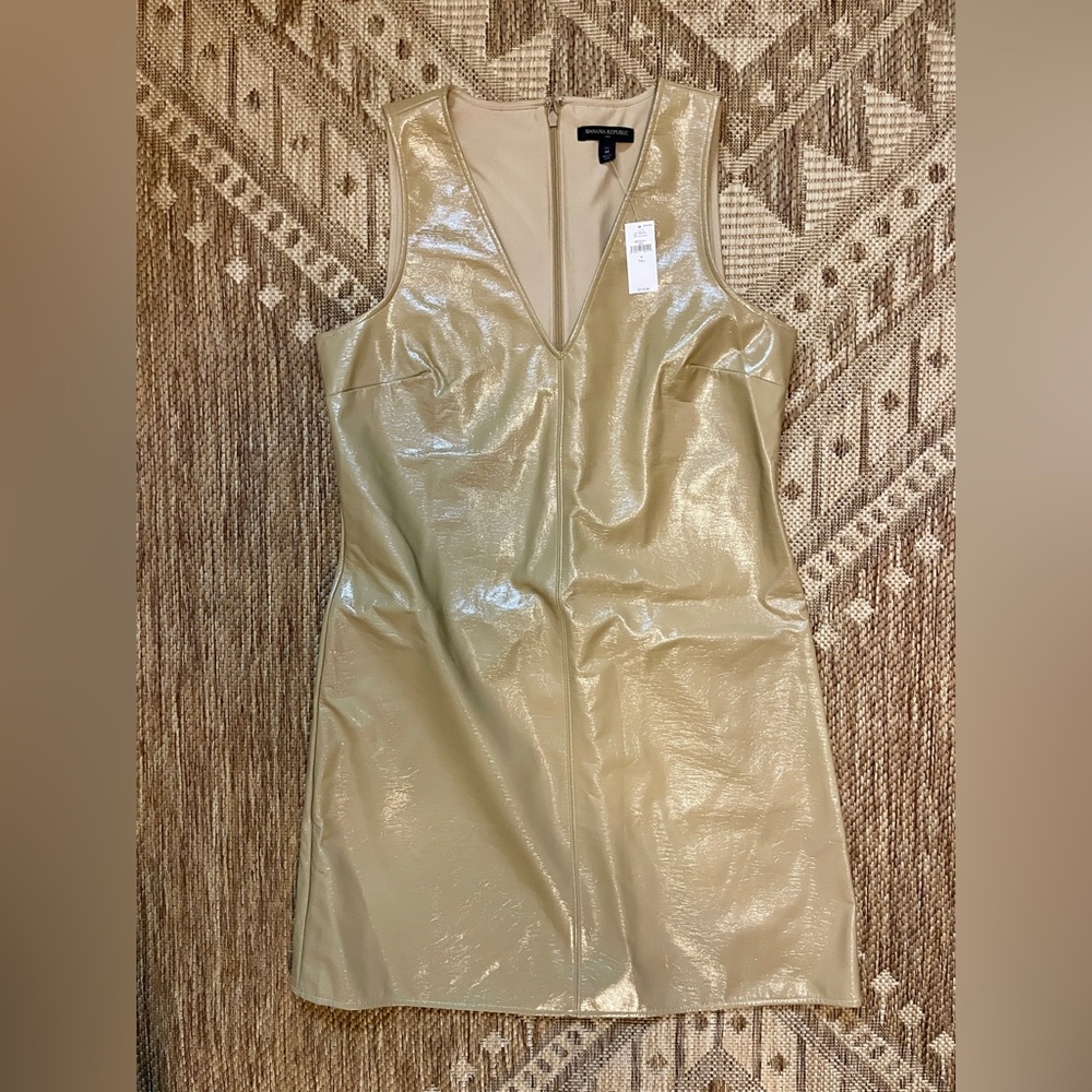 Tall Vegan Leather Shift Dress | Banana Republic | Brand New w/ Tags | Medium - Picture 2 of 11